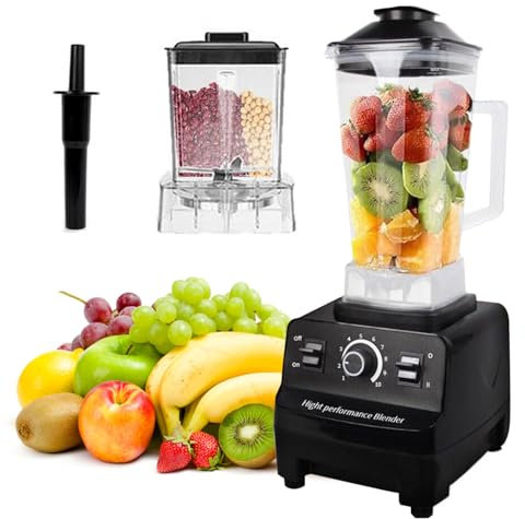 Ccarzzi Standmixer 4500W Blender Smoothie Mixer with 2L Tasse und Mahlbecher, 6 Klingen, 10 Einstellbare Geschwindigkeiten, Hochleistungsmixer für Säfte, Eiscrush, Fleisch, Sojamilch