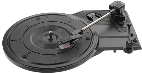 Yardwe Tocadiscos Retro de Vinilo con Altavoces Incorporados y Aguja de Fonógrafo, Diseño Vintage en Plástico Negro para Decoración del Hogar