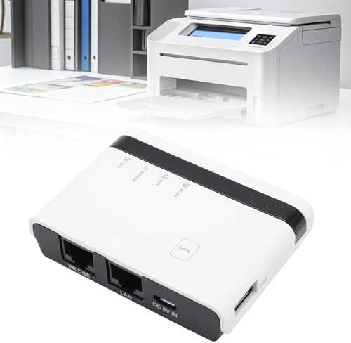 Sanpyl Wireless Print Server, 10/100Mbps USB Printer Server, Support Wired Wireless Standalone Modes Support 4 Printers (US Plug)
