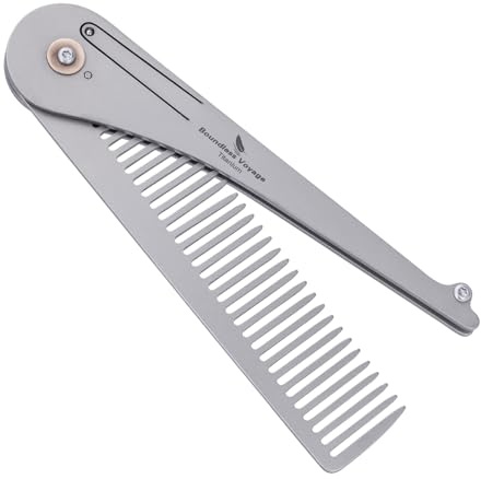 Boundless Voyage Folding Pocket Comb, Fine Tooth Hair Comb Straightener for Styling Hair, Beard or Mustache Portable Mens EDC Accessories (ti9011a)