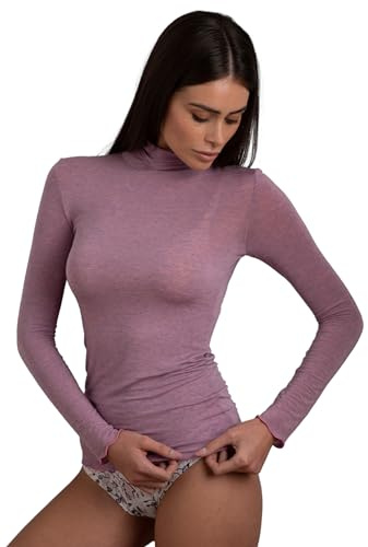 Lovable Maillot à Manches Longues avec col Montant et Finitions Invisibles – Modal et Cachemire élastique – Respirant, Chaud et Doux – Tricot pour Femme