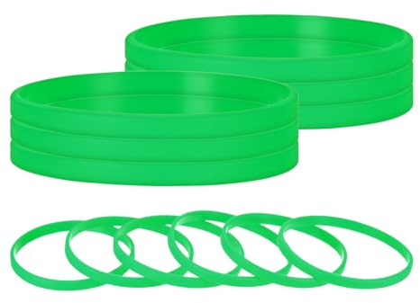 TIXIPEM 12-Pack Rubber Bracelets 7.1IN Cir Silicone, Lake Green | Blank Silicone Rubber Wristband, for Sports Team, Gym Events, Men Women Teen Party