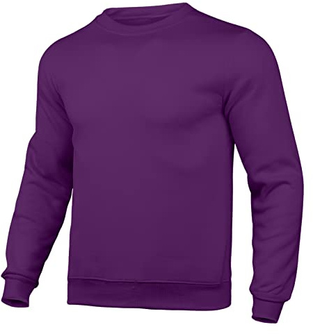 2026 - Suéter de manga larga con bolsillo redondo para hombre, estilo casual, cuello redondo, para otoño, Morado (, L