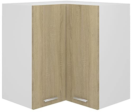 Hoopleep Eckhängeschrank Lyon Sonoma-Eiche, 57x57x60 cm Holzwerkstoff, robuster Küchenschrank mit 2 Türen, optimiert den Eckraum für Geschirr und Küchenutensilien