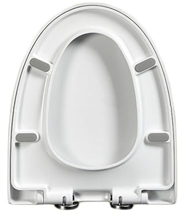 SXDMOUBK 38,5 x 46 cm, Asiento de Inodoro Alargado con Cierre Suave, Asientos en Forma de V con Cierre Lento y liberación rápida, fácil de Limpiar, Blanco.