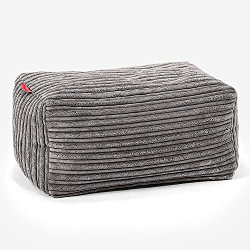 Lounge Pug Kleiner Fußhocker Pouf, Graphitgrau Cordstoff, Sitzpouf, Pouf Sitzsack Hocker Wohnzimmer