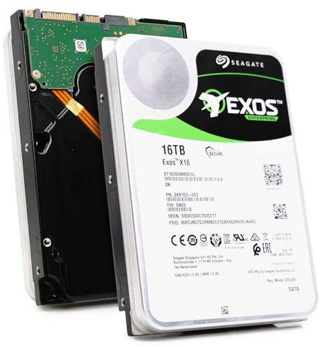Seagate 16TB HDD Exos X16 7200 RPM 512e/4Kn SATA 6Gb/s 256MB Cache 3.5-Inch Enterprise Hard Drive (ST16000NM001G) (Renewed)