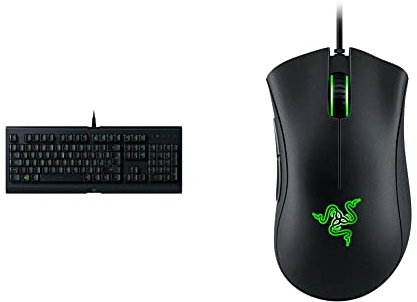 Razer Cynosa Lite - Gaming Keyboard with Soft Spring Membrane Switches QWERTY | UK Layout, Black & DeathAdder Essential - Wired Gaming Mouse Mercury