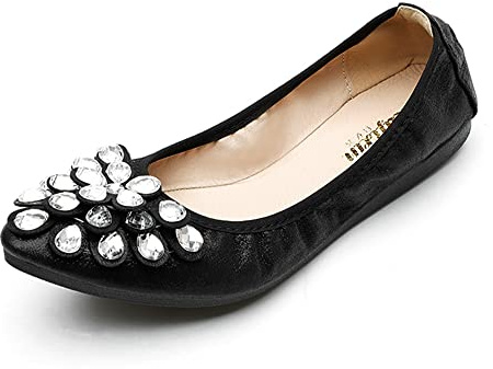 Zapatos Planos de Ballet para Mujer, Plegables, Informales, Brillantes, con Diamantes de imitación, para Boda, cómodos Zapatos Planos para Caminar