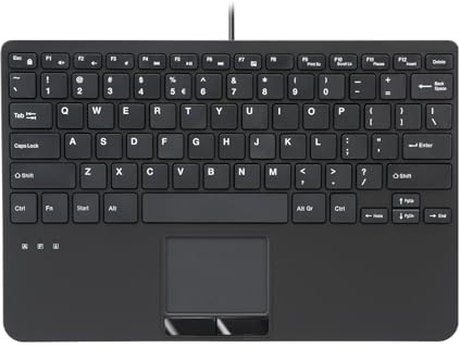Perixx PERIBOARD-525 US, Wired Mini USB Keyboard with Touchpad - X Type Scissor Keys - 11.18x7.17x1.1 Inches - Build-in 2 USB Hubs - US English