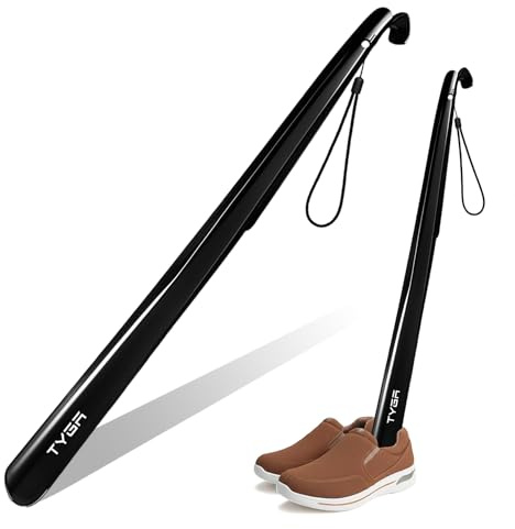 TYGA STORE Shoe Horn Extra Long Handled 23 inches, 58cm, Comfortable, Elongated Footwear Fitter (For Men & Women) (Black, 1)