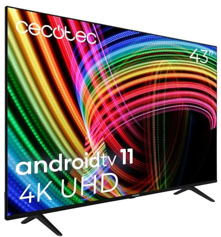 Cecotec TV LED 43 Smart TV A3 Series ALU30043. Résolution 4K UHD, Android 11, Frameless, Google Voice Assitant et Chromecast, Sistema Dolby Vision, Modèlle 2023