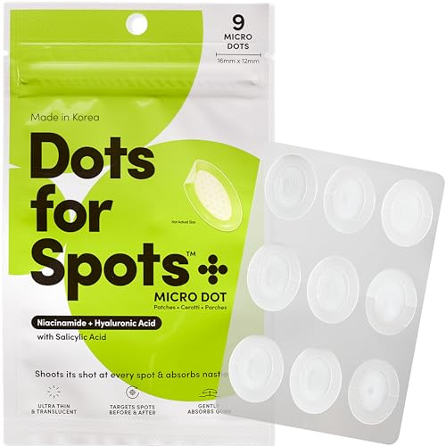 Dots for Spots Oval Pimple Patch with Micro Darts - Pack of 9 Translucent Acne Spot Treatment Stickers Infused With Niacinamide & Salicylic Acid - Fast-Acting, Vegan & Cruelty Free Skin Care