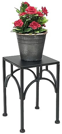 DanDiBo 96449 - Sgabello per fiori rettangolare, in metallo, colore nero, altezza 28 cm