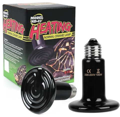 Adiwo 2 Pack 100W Ceramic Reptile Heat Bulb, E27 Base, Infrared Heating, Terrarium Heat Lamp for Reptiles/Snakes/Lizards/Turtles/Bearded Dragons