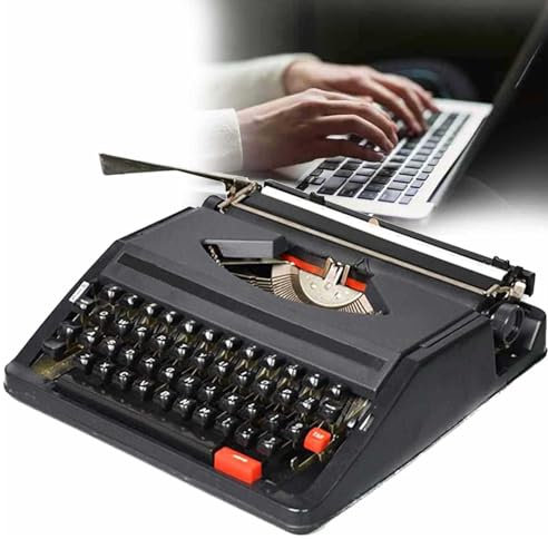 Vintage Schreibmaschine - Perfekt zum Schreiben von Romanen überall, Retro Manuelle Schreibmaschine in Rot-Schwarz Tastatur mit englischer Tastatur, ideal für abenteuerlustige Schriftsteller im