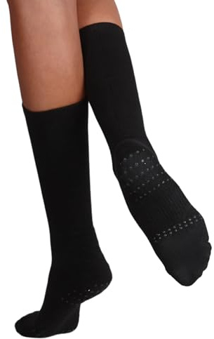 Dance Socks with Silicone Turning Grips and Spin Spot - Contemporary Dance Socks Ballet Flat for Girls and Women - Black - Medium