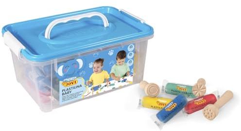 My First Jovi Plastilin Baby, sehr leicht formbare Modelliermasse für Kleinkinder ab 12 Monaten, Knetmasse + Holzstempel