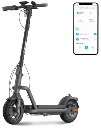 NAVEE N65i Trottinette Electrique Adulte 65KM Autonomie, Moteur 1000W, Trotinette Électrique Pliable, App & Clignotants, Absorption Double des Chocs, Pneus tubeless Tout-Terrain de 10,5″, TCS