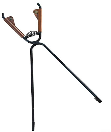 Tisonnier de camping en acier carbone avec étui en cuir marron