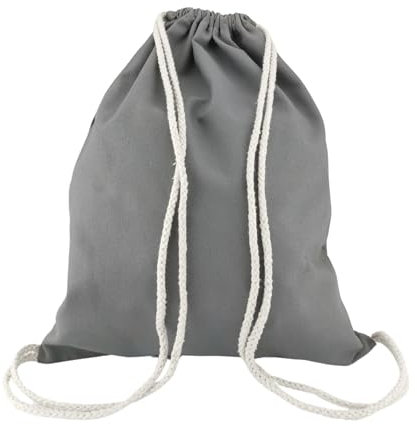 IDEA HOME Baumwollbeutel, Turnbeutel 1 Stück 36x44 cm 250g/m2 Sportbeutel mit Kordel, Rucksack, Beutel, Jutebeutel Gym Bag, blanko zum bemalen für Sport & Reise, Grau