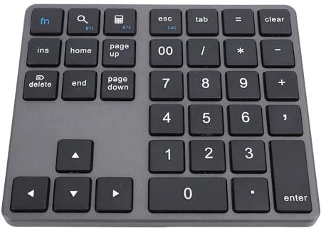 Garsent Bluetooth Number Pad for Laptop, Cordless Number Keypad, USB Rechargeable 35 Keys Numeric Keypad Numpad, External Numpad Keyboard for Laptop PC Notebook (Grey)
