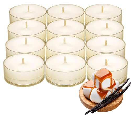 PartyLite 12er Set Teelichter Kerzen, Marshmallow Duft, Aromatherapie Duftkerzen Geschenkset, bis zu 4 bis 6 Stunden Brenndauer