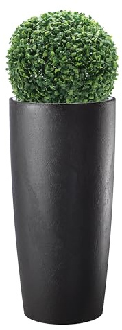 Erba Vaso Alto per Piante da Interno ed Esterno Design Moderno con Effetto Cemento Mandorla e Antracite Fioriera Alta con Sottovaso Musa Matte 35x70 e 35x90 (Antracite, 35x70 con bosso cm 38)