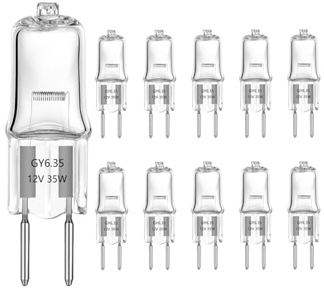 VINBE 35W GY6.35 Halogen Light Bulb, T3, Bi-Pin Bulb for Under Cabinet Lights, Landscape Lights, Wall Sconces, Track Lighting, Dimmable, 12V, 390LM, Warm White, 2700k, 10 pcs