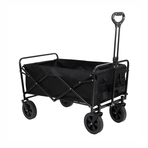 Folding Beach Trolley – 100L Heavy Duty Wagon, 120kg Load Capacity, All-Terrain Wheels, Quick-Fold Design, Steel Frame, Waterproof 600D Oxford Fabric – For Camping, Festivals & Outdoor Use