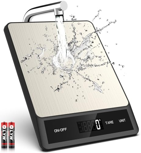 Mik-Nana Bilancia digitale da cucina con 6 unità funzione tara e display LCD, 5 kg in acciaio inox, peso grammi e once per cottura, cottura e preparazione dei pasti (batterie incluse)