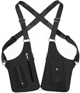 FANDARE Anti-Robo Bolsos Cruzados Bolsa de Hombro para Las Axilas PU Cuero Bolsa de Pecho Bandoleras Cruzada Sling Crossbody Bag para Hombre Mujer Viaje Ciclismo Hiking Camping Daypack Negro