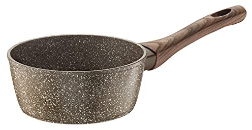 Pintinox Casseruola Alluminio Serie Natura, Antiaderente Effetto Pietra, Manico Effetto Legno, Adatta all'Induzione, Diametro 16 cm