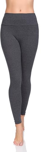 SOFTSAIL Leggings i bomull med hög midja för kvinnor, full längd, magkontroll, sport, gym, yoga, fitness, stretchiga byxor, enfärgade, slimmande, plusstorlekar, LWP, grafit, 34 SE