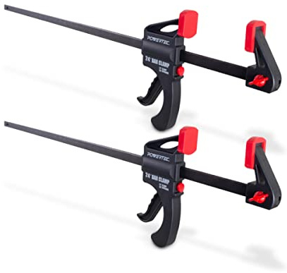 POWERTEC 71596 24 inch Quick Release Bar Clamp with 30 inch Spreader | Ratcheting Bar Clamp, 2PK