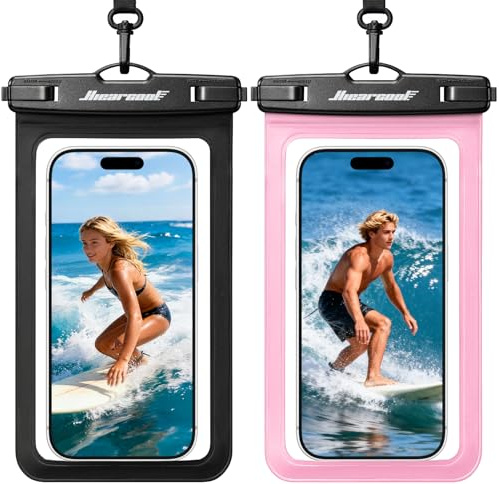 Hiearcool Universal Waterproof Case, Waterproof Phone Pouch Compatible for iPhone 17 16 15 14 13 Pro Max XS Plus Samsung Galaxy S22 Cellphone Up to 8.3, IPX8 Cellphone Beach Bag for Travel - 2 Pack
