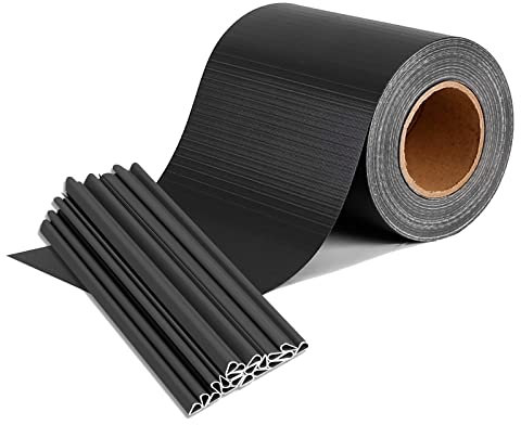 YRHome 70m x 19cm PVC Sichtschutzfolie Sichtschutzstreifen Doppelstabmatten Zaun Sichtschutz Zaunfolie Doppelstabmattenzaun mit 40 Befestigungsclips 450g/m² Stabmattenzaun Windschutz Anthrazit