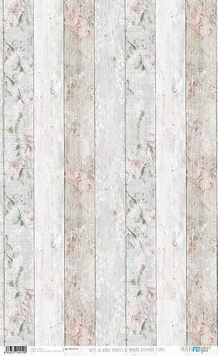 Papers For You Papel de Arroz 54x33 cm 25-30 gr. (Paneles De Madera Decapada Floral)
