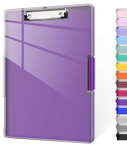 Piasoenc Klemmbrett mit Aufbewahrung, Klemmbretter mit 2 Aufbewahrungsboxen und A4-Papierordner, klare, trocken abwischbare Oberfläche, strapazierfähiger Kunststoff, Folio & seitliche Öffnung.