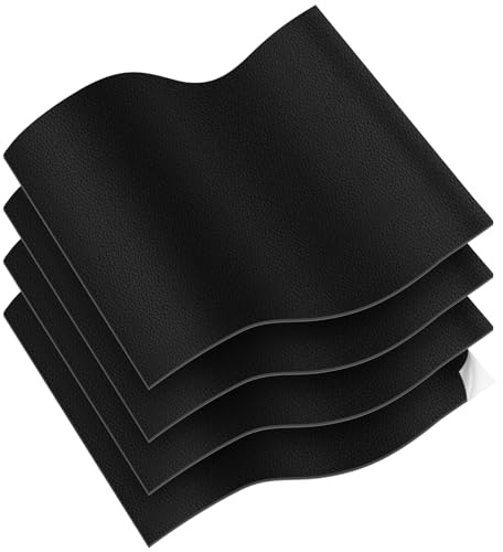 Vicloon Parche autoadhesivo de piel sintética, 4 unidades, color negro, 19 x 14 cm, resistente al desgaste y arañazos, para sofá, asiento de coche y muebles