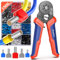 Pinza Crimpatrice Esagonale a doppio filo,Preciva pinza crimpatrice capicorda 0,25-6mm² Set di pinze a filo con 1500 puntali a doppia e singola estremità per fai da te e uso industriale