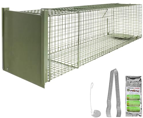 Lebendfalle Drahtfalle Marder Lebend Wiesel Garten Kaninchen Abwehr Umsiedeln Falle Grün Haus Zubehör Ratte Vertreiben Dachboden Rattenfalle 120 x 29 x 31 cm Petigi