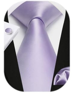 Enlision Corbatas de Hombre Modernas Conjunto Corbata Morado Claro y Pañuelo y Gemelos a Juego Color Liso Originales de Boda Fiesta lila