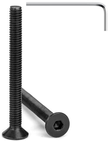 Tunejoy Tornillos de Cabeza Avellanada M4 x 40 mm Negro Tornillo Avellanado Hexagonal de Acero Inoxidable A2 V2A Norma DIN 7991 con llave Allen Rosca Completa 20 Piezas