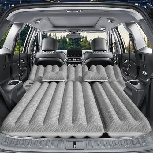 Vino Cove Materasso ad aria per auto SUV 183 x 124 x 10 cm, superficie floccata, materasso per auto con 2 cuscini, letto gonfiabile, per bagagliaio, per viaggi, campeggio, casa