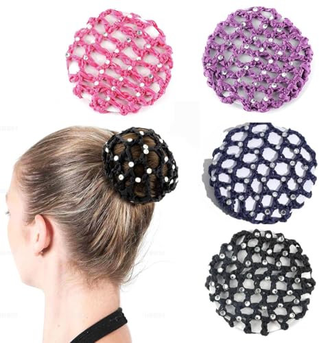 4 Pezzi Rete per Capelli Chignon - Retina per Ragazze - Stretch per Balletto Danza