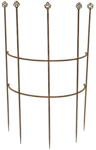 Flerårig hållare Quadri buskhållare, perennstöd, spaljé, halvcirkel, brun, rost, växtstöd, metall, järndekoration (rostbrun, H/B/D: 100/66/33 cm)