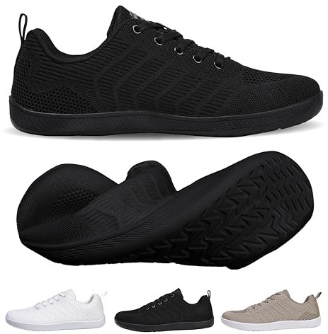 WEXITO Barefoot Femme Chaussures Minimalistes Homme Pieds Larges Nus Baskets Shoes Fitness Orthopedique Marche Sport Deadlift Légères Respirant Antidérapant Noir 37
