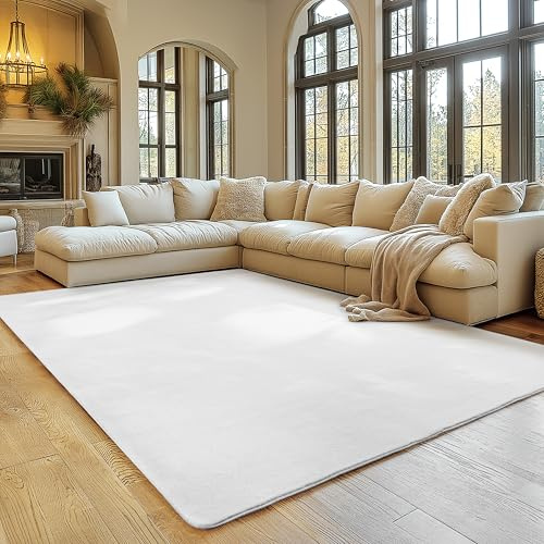 SIMPEX Tappeto Bianco 200x280 cm Tappeto a Pelo Corto Lavabile, Antiscivolo e Morbido, Design Monocromatico Moderno per Soggiorno, Camera da Letto, Cucina e Cameretta
