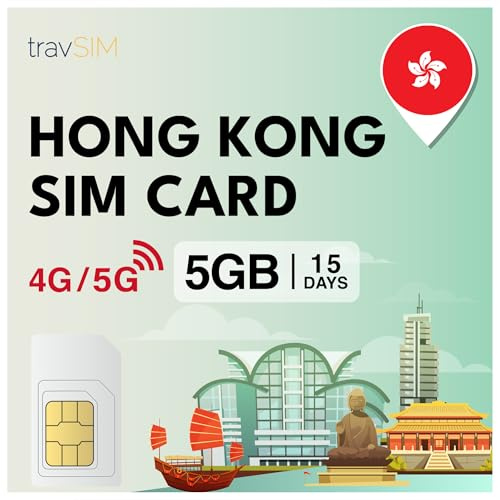 travSIM SIM-kort för Hongkong | 15 dagar – 5 GB SIM-data | 5G/4G höghastighetsdata | obegränsad internetåtkomst för Google, Facebook, Whatsapp, Instagram med mera